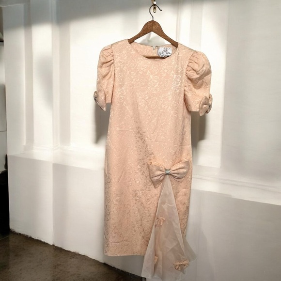 Vintage Elegant 100% silk Dress with Bow Accent coquette feminine Victorian 6 - Picture 1 of 8